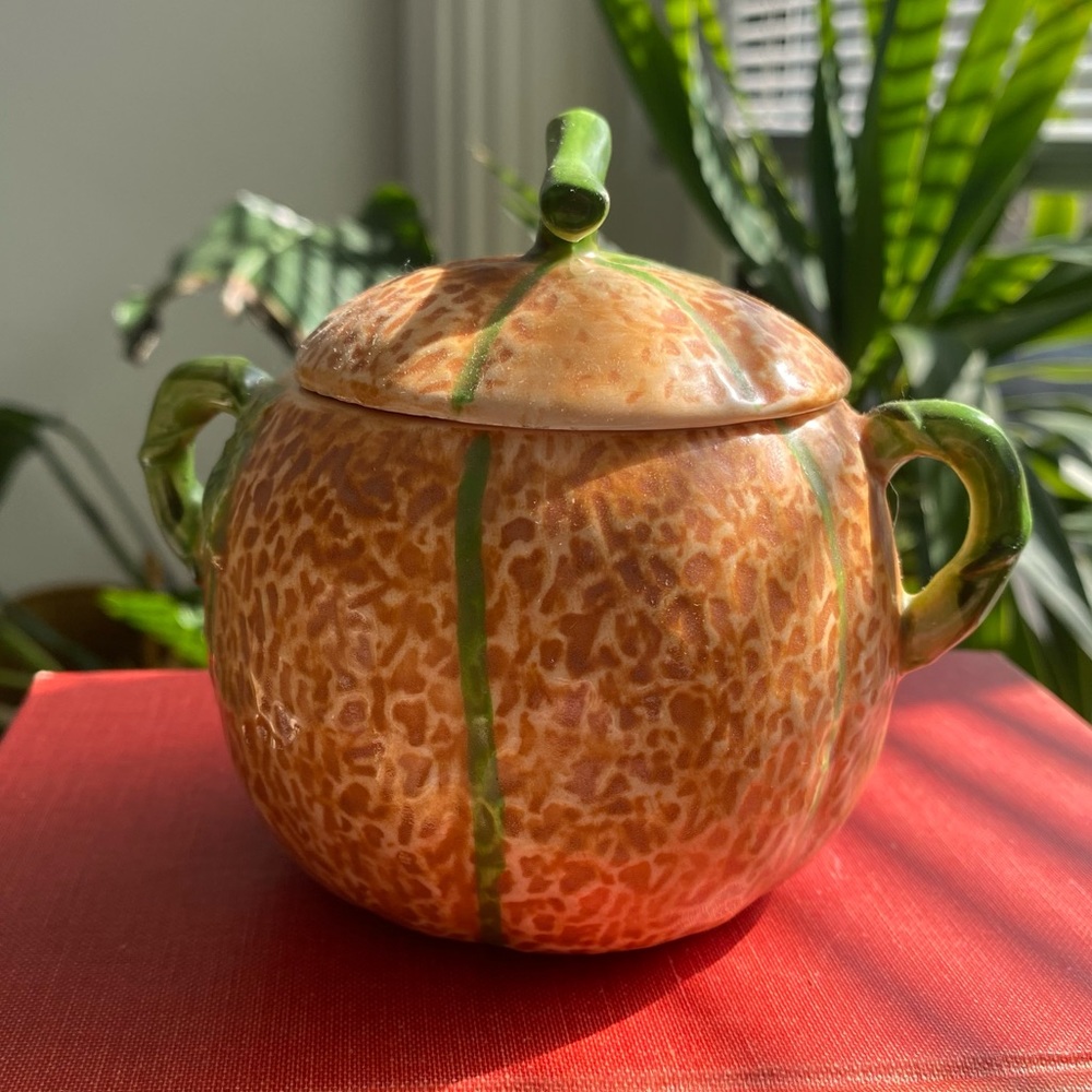 Vintage Haldon group Cantaloupe Sugar Bowl With Lid